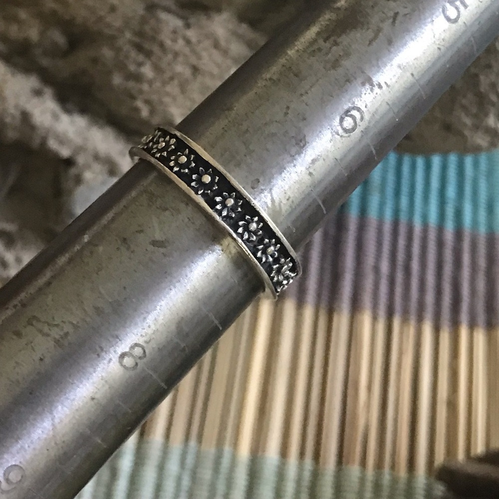 Sterling Silver Flower Stacking Ring - image 2